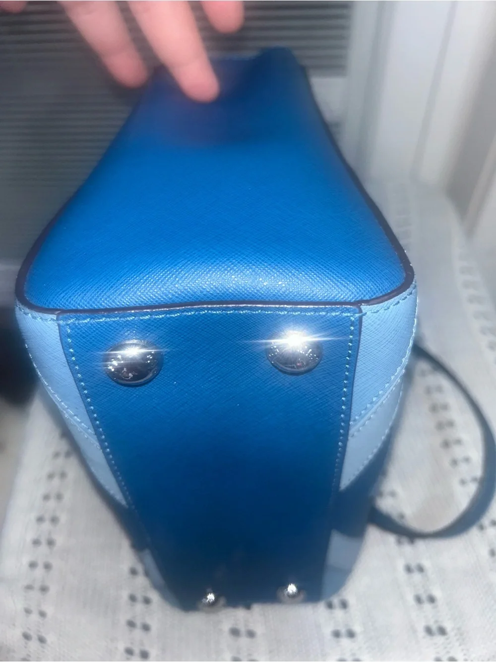 Michael Kors Two-Tone Blue Chevron Satchel
